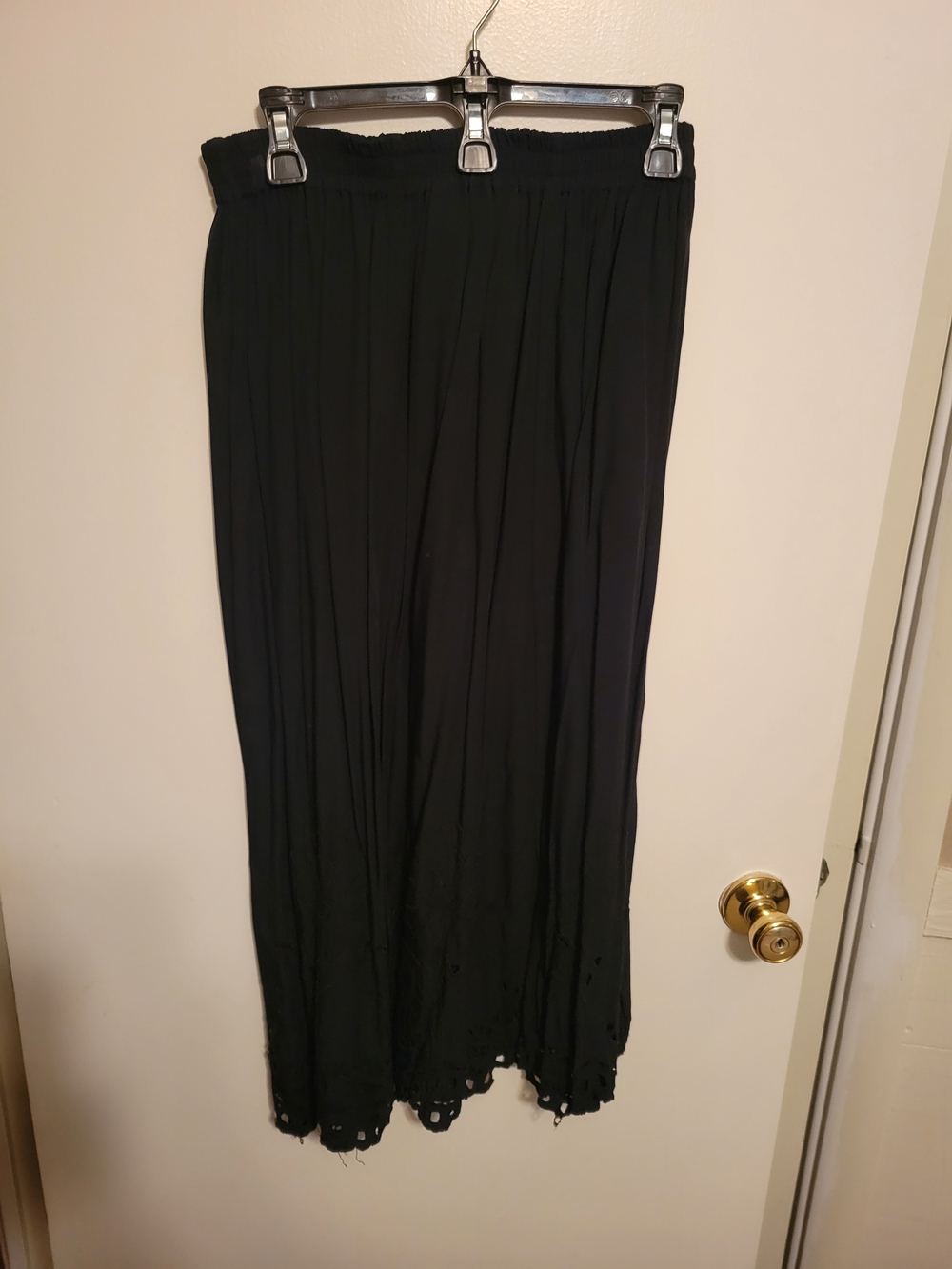 Jane Ashley Black Maxi Skirt with Crochet Hem